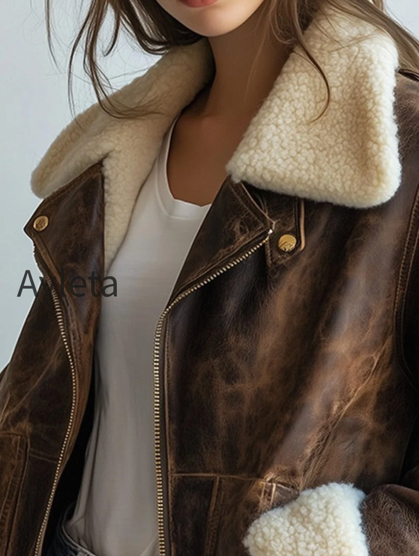 vintage-lapel-leather-lambswool-warm-windproof-jacket