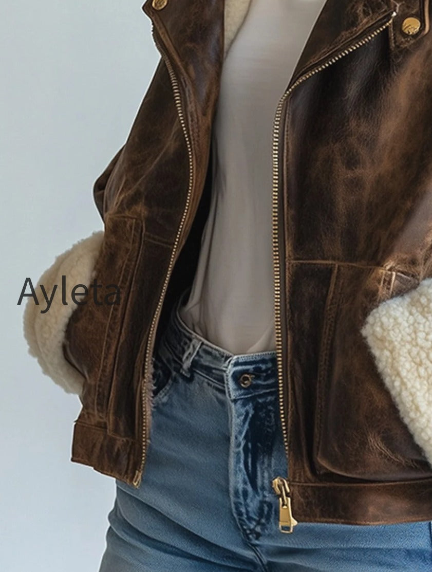 vintage-lapel-leather-lambswool-warm-windproof-jacket
