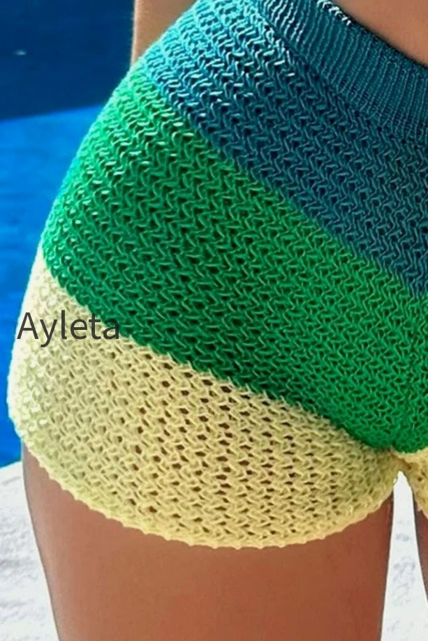 chic-rainbow-ombre-knit-boho-beach-shorts
