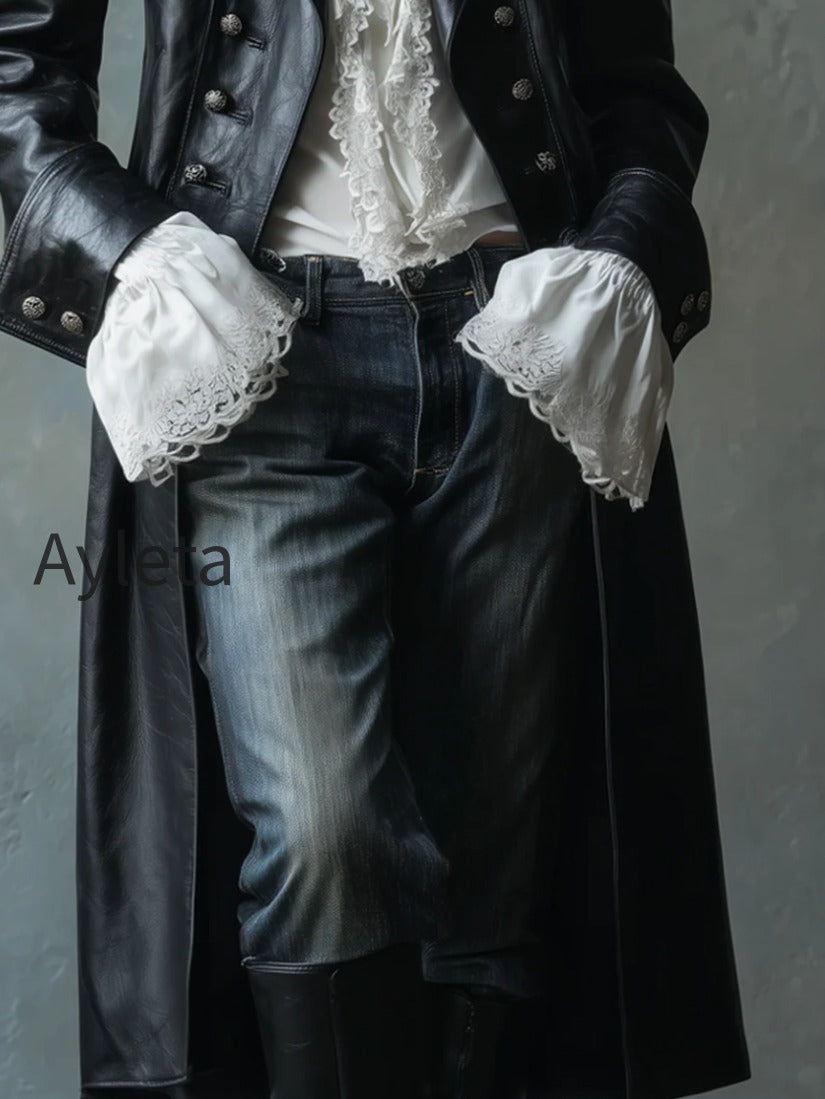 vintage-button-down-faux-leather-long-jacket