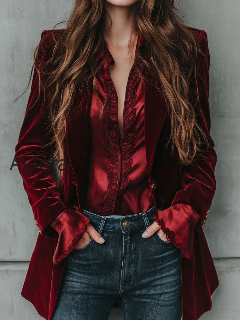 vintage-longline-burgundy-velvet-blazer