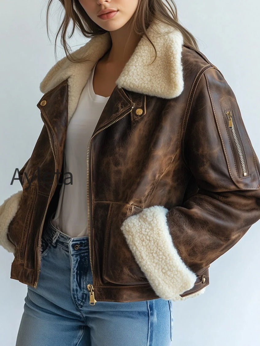 vintage-lapel-leather-lambswool-warm-windproof-jacket