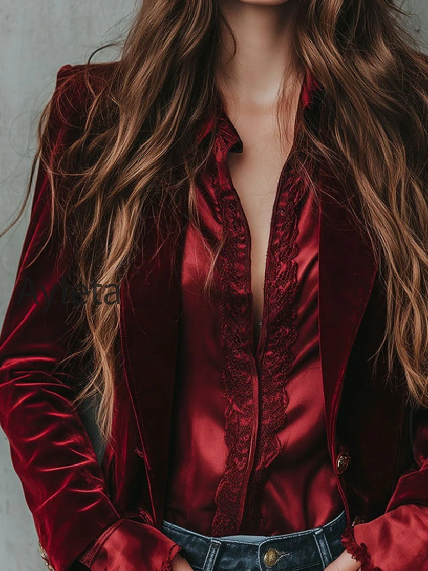 vintage-longline-burgundy-velvet-blazer