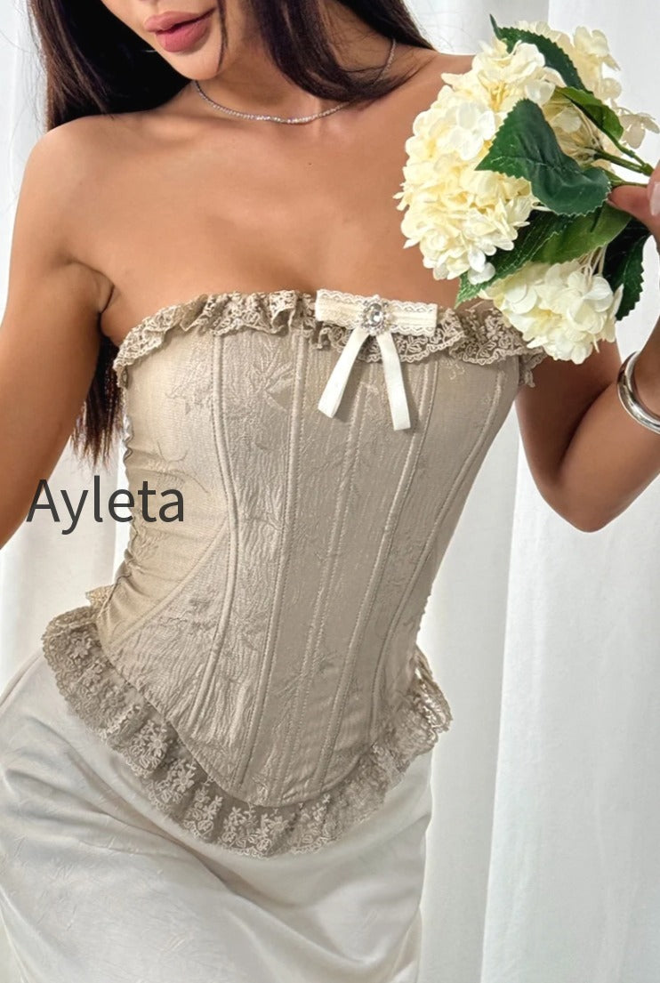 lace-ruffle-trim-boned-strapless-corset-sexy-blouse