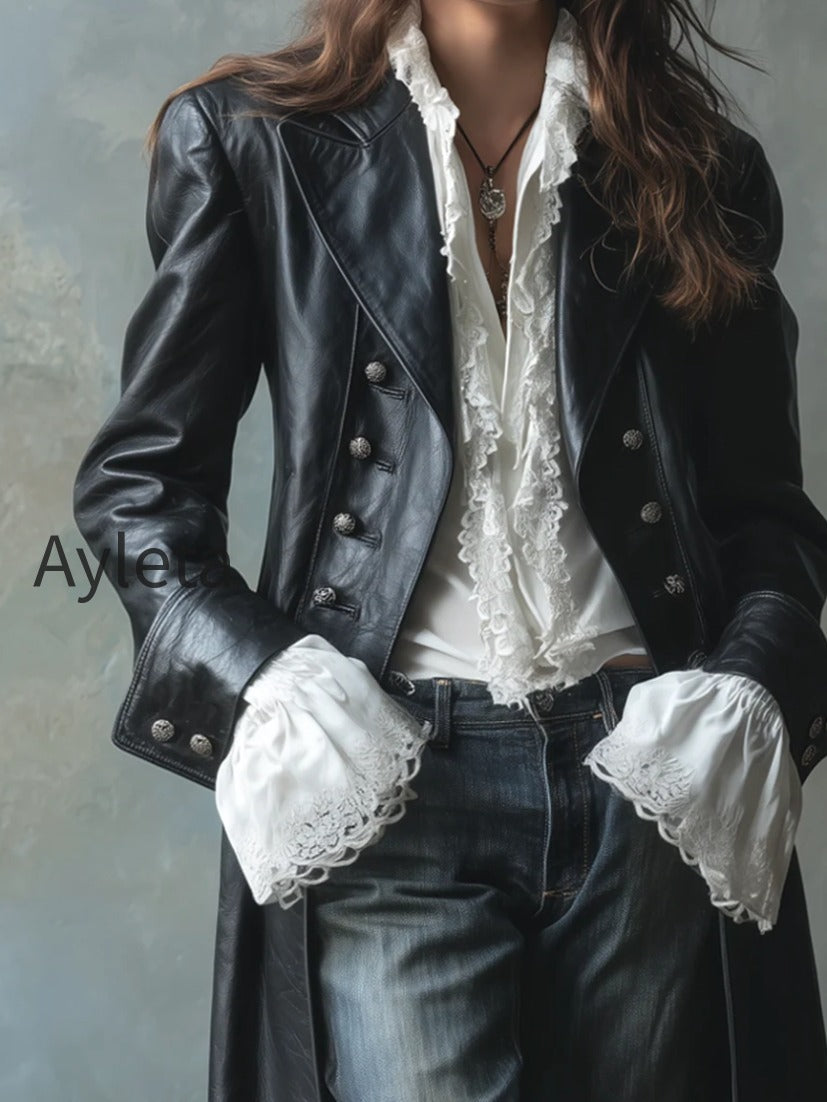 vintage-button-down-faux-leather-long-jacket